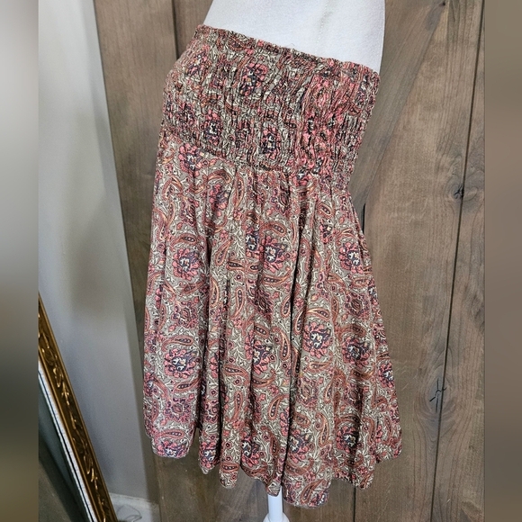 PAANI Smocked Paisley Print Skirt/tube Top. Pink/sage Multi. Size Small NWOT - Picture 14 of 15